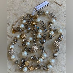 🎄Persimmon Necklace Gold Tone Pearl, Crystal & Faceted Bead Necklace NWT!